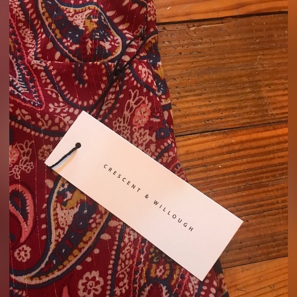 Crescent & Willough Paisley Metallic Blouse Size Small - Picture 3 of 7